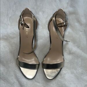 Nine West Gold Metallic Heels with Sleek Straps